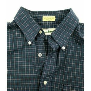 LL Bean Men's 16-34 Plaid Button Down Shirt USA